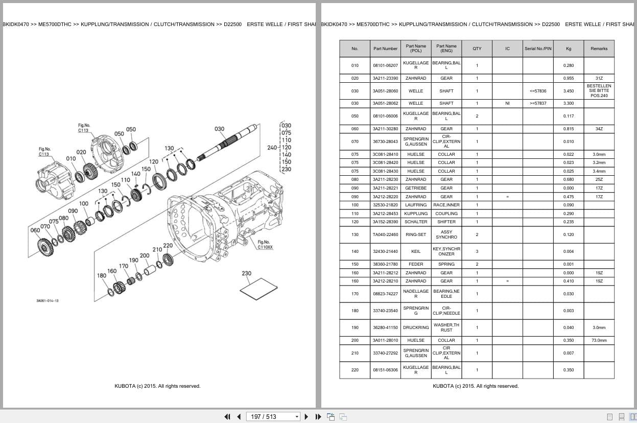 Kubota Tractor ME5700DTHC Parts Catalog EN DE (3)