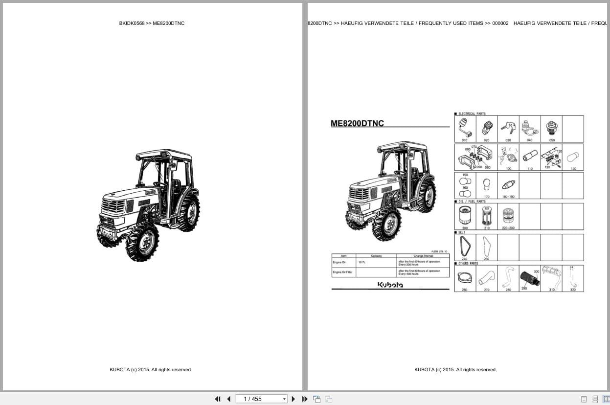 Kubota Tractor ME8200DTNC Parts Catalog EN DE (1)
