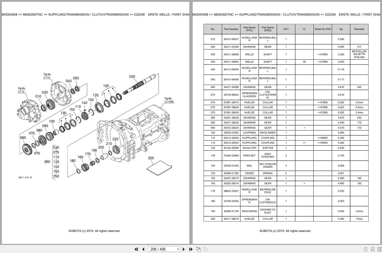 Kubota Tractor ME8200DTNC Parts Catalog EN DE (3)