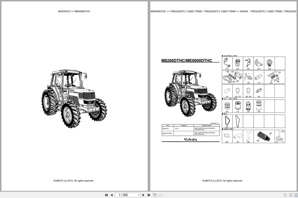 Kubota Tractor ME9000DTHC Spare Parts Catalog EN TR (1)
