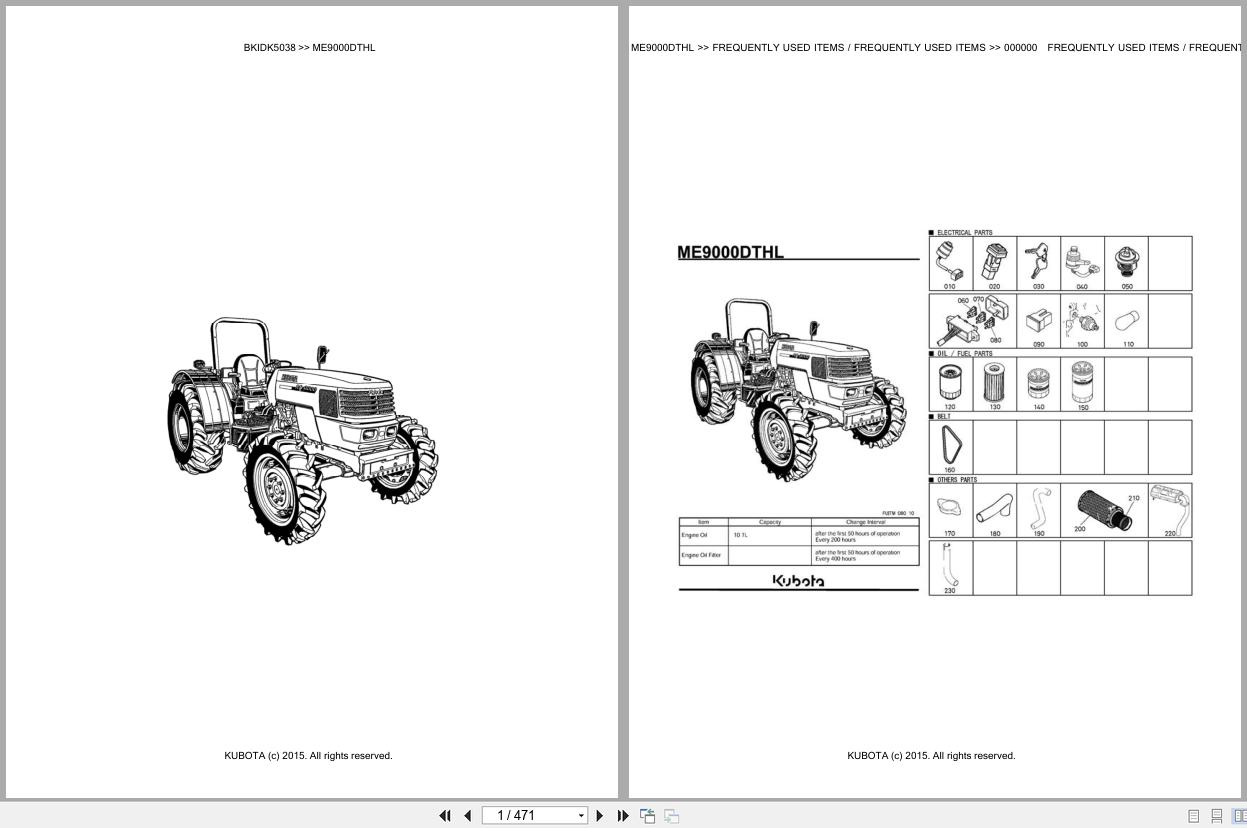 Kubota Tractor ME9000DTHL Spare Parts Catalog EN TR (1)