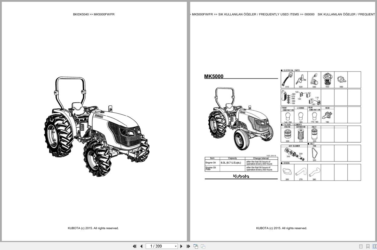 Kubota Tractor MK5000FW MK5000FR Spare Parts Catalog EN TR (1)
