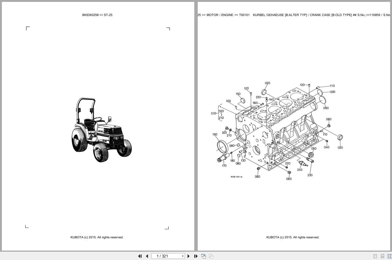 Kubota Tractor ST 25 Parts Catalog EN DE (1)