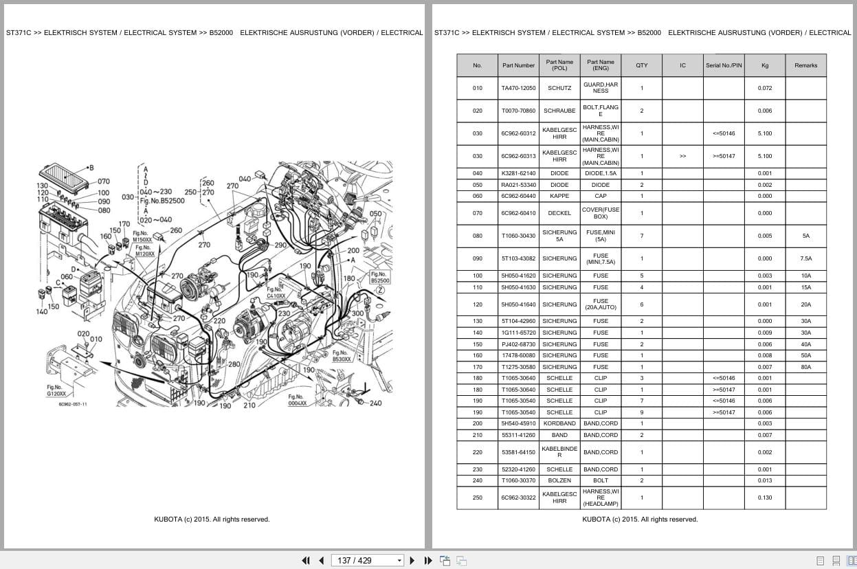 Kubota Tractor ST371C Parts Catalog EN DE (2)