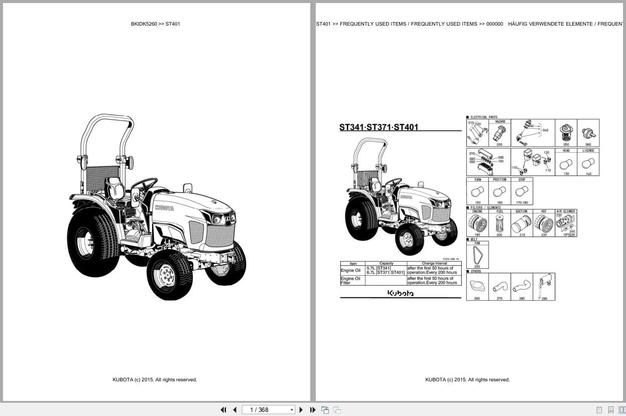 Kubota Tractor ST401 Parts Catalog EN DE (1)