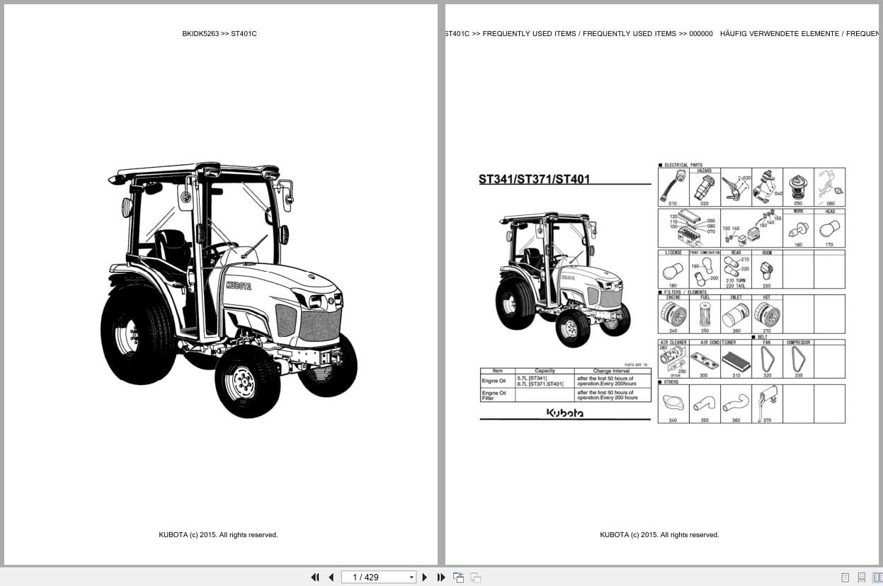 Kubota Tractor ST401C Parts Catalog EN DE (1)