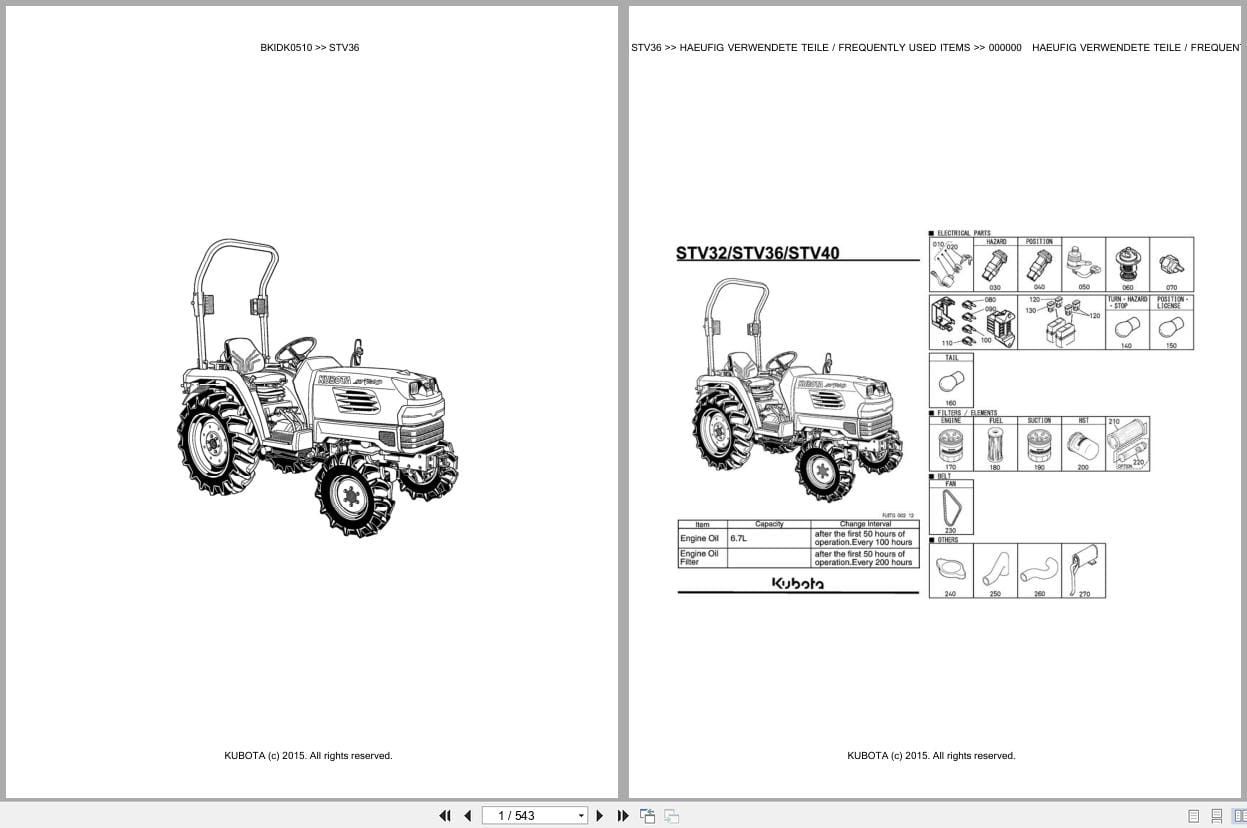 Kubota Tractor STV36 Parts Catalog EN DE (1)