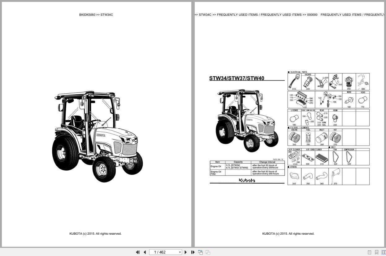 Kubota Tractor STW34C Parts Catalog EN DE (1)