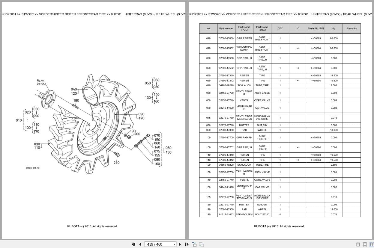 Kubota Tractor STW37C Parts Catalog EN DE (3)