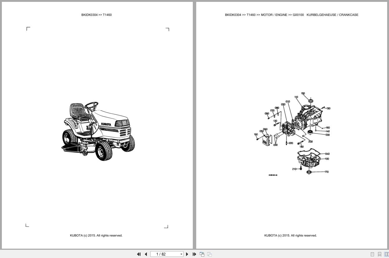 Kubota Tractor T1460 Parts Catalog EN DE (1)