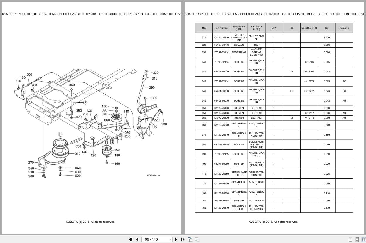 Kubota Tractor T1670 Parts Catalog EN DE (3)