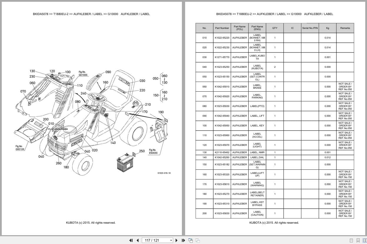 Kubota Tractor T1880EU 2 Parts Catalog EN DE (3)