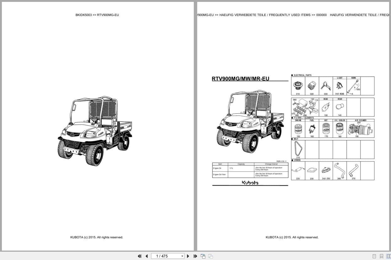 Kubota Utility Vehicle RTV900MG EU Parts Catalog EN DE (1)