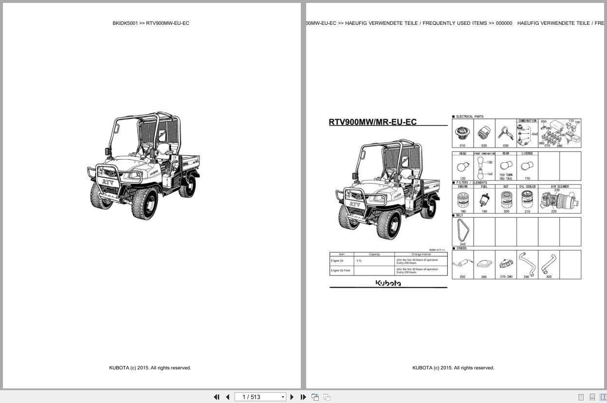 Kubota Utility Vehicle RTV900MW EU EC Parts Catalog EN DE (1)