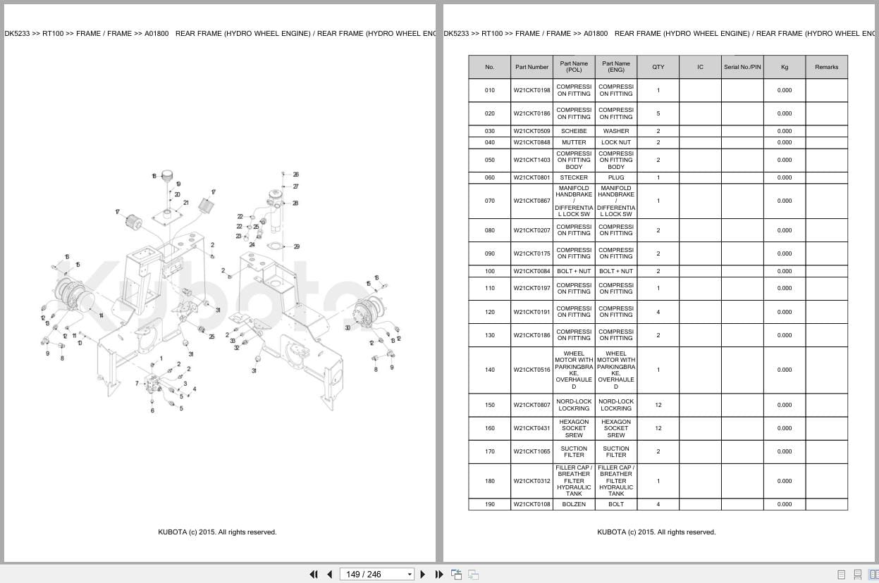 Kubota Wheel Loader RT100 Parts Catalog EN DE (3)