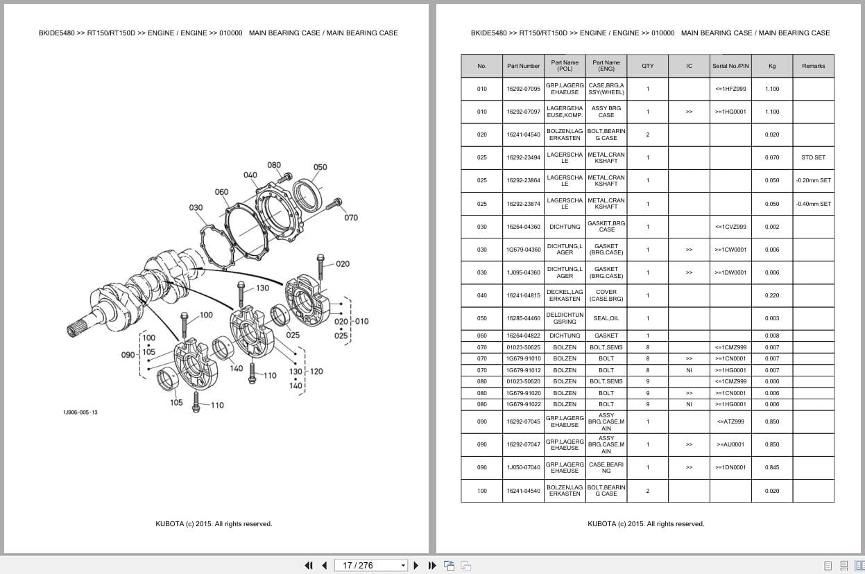 Kubota Wheel Loader RT150 RT150D Parts Catalog EN DE (2)