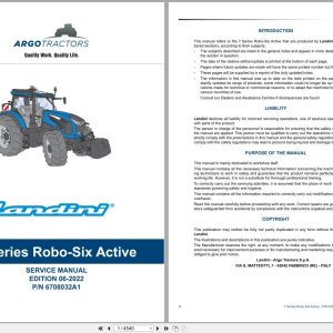 Landini Tractor 7 Series Robo Six Active RPE8 Service Manual 6708032A1 2022 (1)