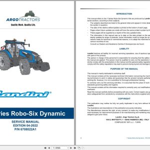 Landini Tractor 7 Series Robo Six Dynamic RPE8 Service Manual 6708022A1 2022 (1)