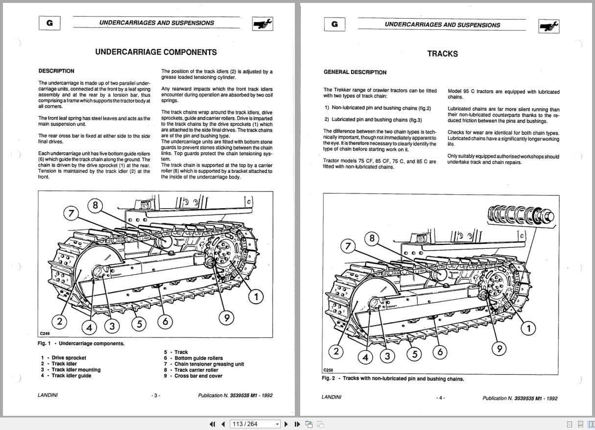Landini Tractor 75 85 95 C CF 4078 Workshop Manual 3539535M1 (2)