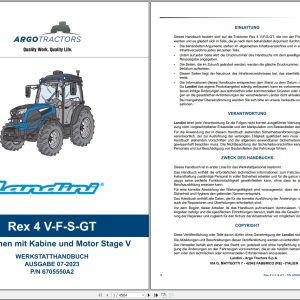 Landini Tractor Rex 4 V F S GT Workshop Manual 6705550A2 2023 DE (1)