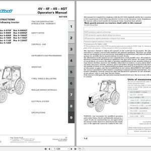 Landini Tractor Rex 4V 4F 4S 4GT RP57 Operators Manual 6613965A3 2021 (1)