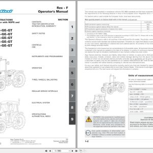 Landini Tractor Rex 80 90 100 110 120 F GE GT RP5F Operators Manual 6685119A3 2021 (1)