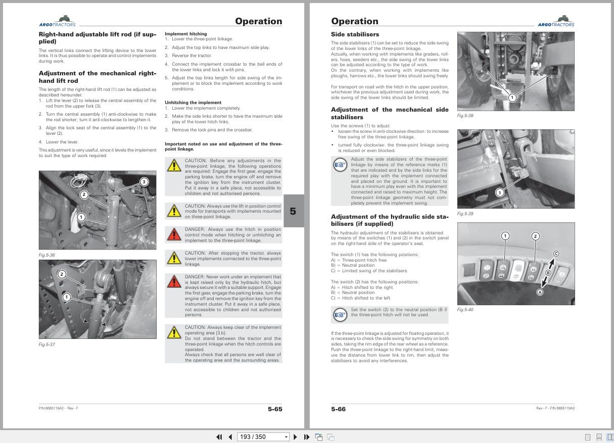 Landini Tractor Rex 80 90 100 110 120 F GE GT RP5F Operators Manual 6685119A3 2021 (2)
