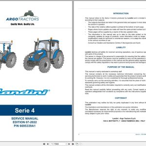 Landini Tractor Series 4 4 060 4 070 4 080 RS58 Service Manual 6695339A1 2022 (1)