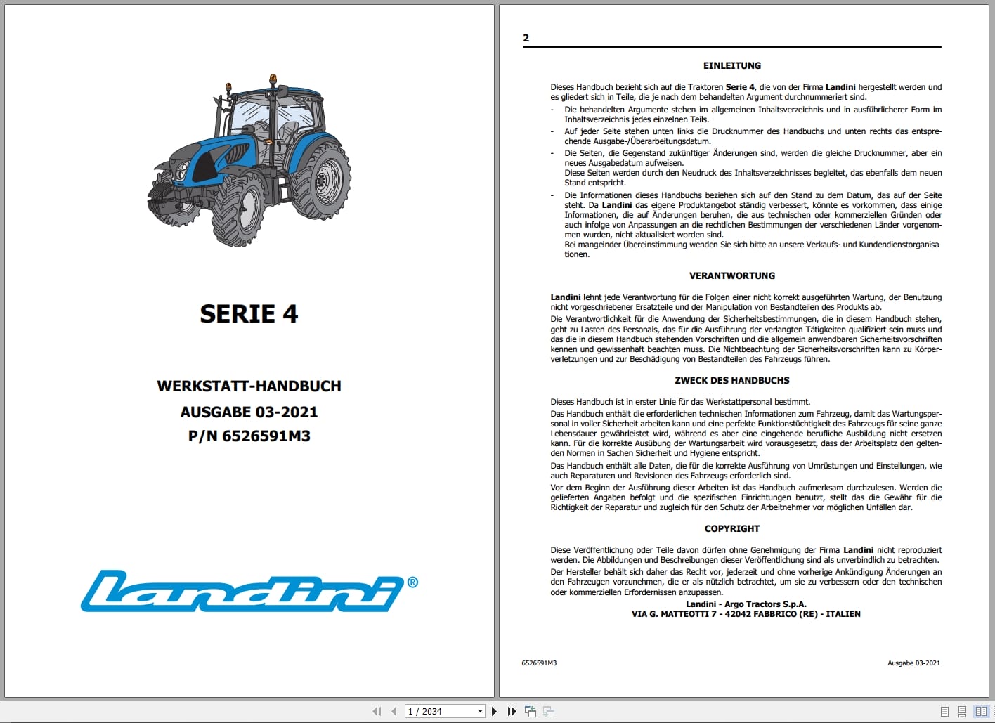 Landini Tractor Series 4 Workshop Manual 6526591M3 2021 DE (1)
