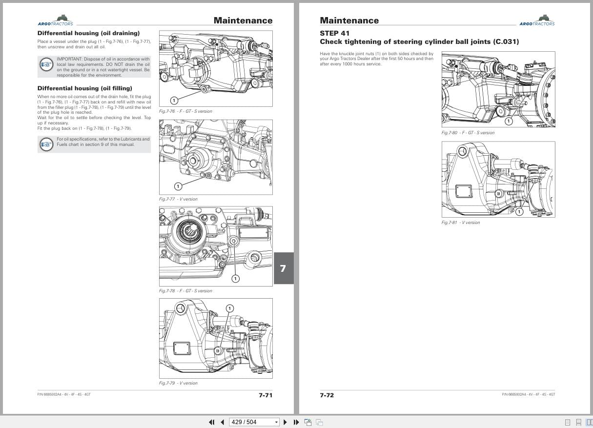Landini Tractor Series 4V 4F 4S 4GT RP5D Operators Manual 6685002A4 2024 (2)
