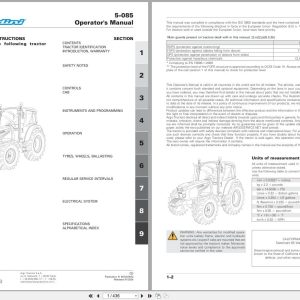 Landini Tractor Series 5 5 085 RS57 Operators Manual 6674379A3 2024 (1)