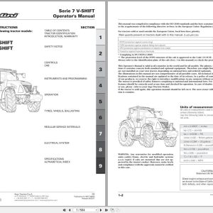 Landini Tractor Series 7 7 180 7 200 V Shift RPE5 Operators Manual 6622308A2 2017 (1)