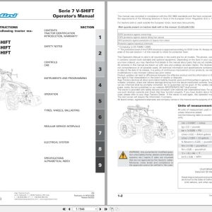 Landini Tractor Series 7 7 210 7 230 7 240 V Shift RPE7 Operators Manual 6670772A6 2023 (1)