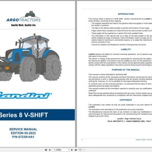 Landini Tractor Series 8 8 270 8 310 V Shift RPF2 Service Manual 6723914A1 2023 (1)