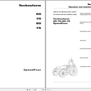 Landini Tractor Technofarm 60 70 80 75 SpeedFour RS50 Operators And Maintenance Manual 3696315M1 2007 (1)