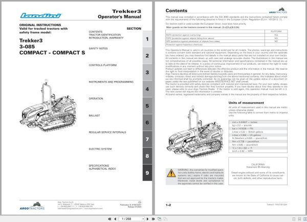 Landini Tractor Trekker3 3 085 Compact S CT04 Operators Manual 6735122A1 2024 (1)