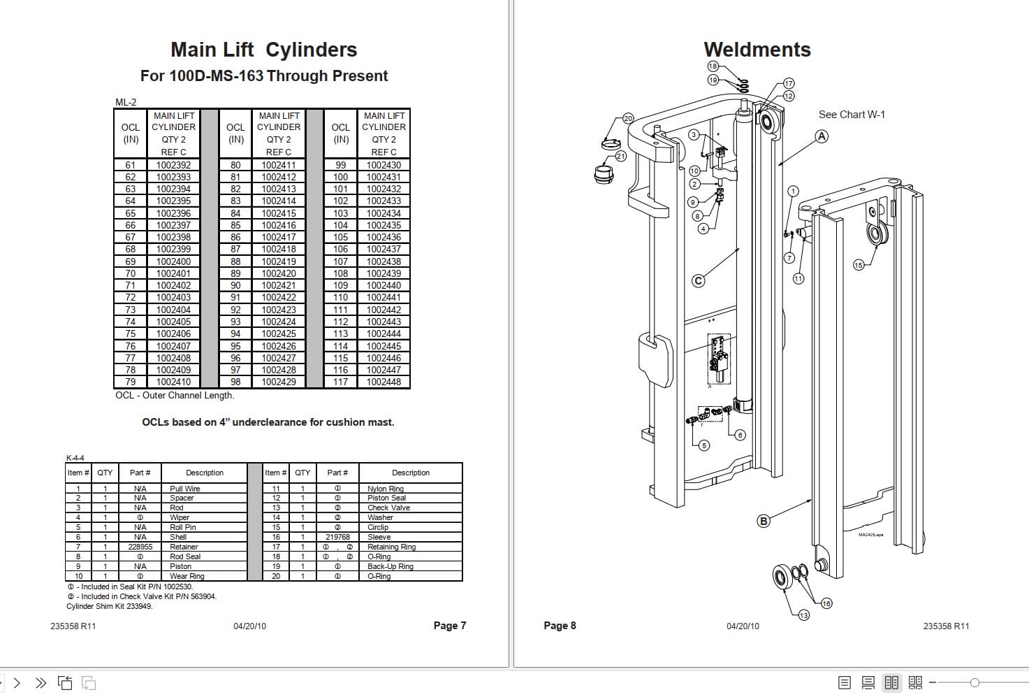 Lift Tek 100D MS Standard Mast Part Manual 235358R11 (2)