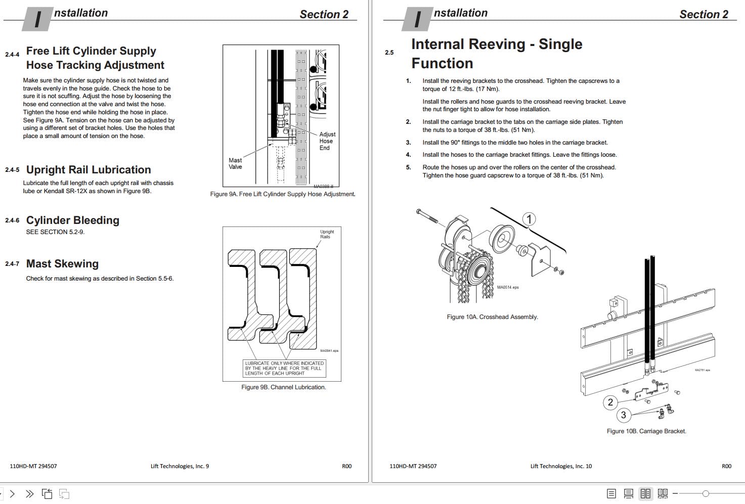 Lift Tek 110HD MT Three Stage Full Freellft Mast Service Manual 294507 (2)