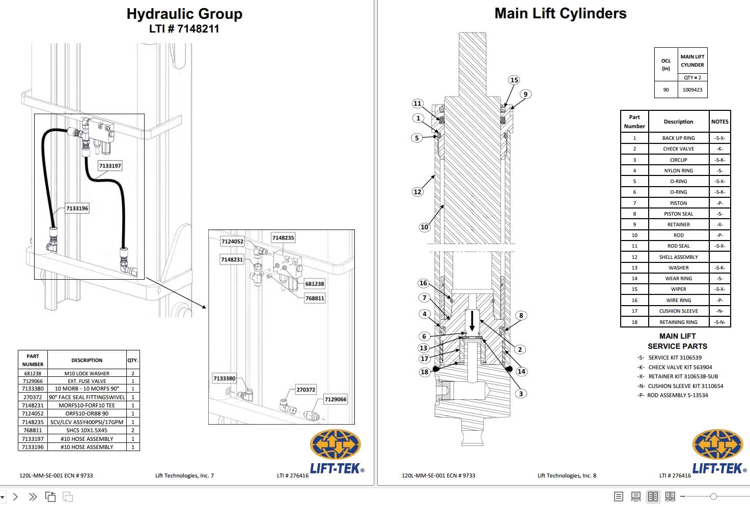 Lift Tek 120L MM SE 001 Three Stage No Free Lift Part Manual 276416 (2)