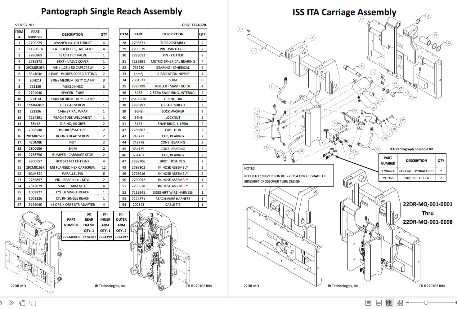 Lift Tek 22DR MQ Four Stage Mast Part Manual 279102 (2)