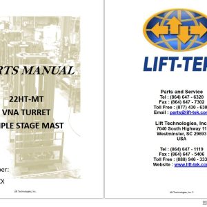 Lift Tek 22HT MT VNA Turret Triple Stage Mast Part Manual 22HT MT XXX (1)