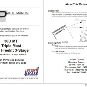 Lift Tek 30D MT Triple Mast Full Freelift 3 Stage Part Manual 235427R6 (1)