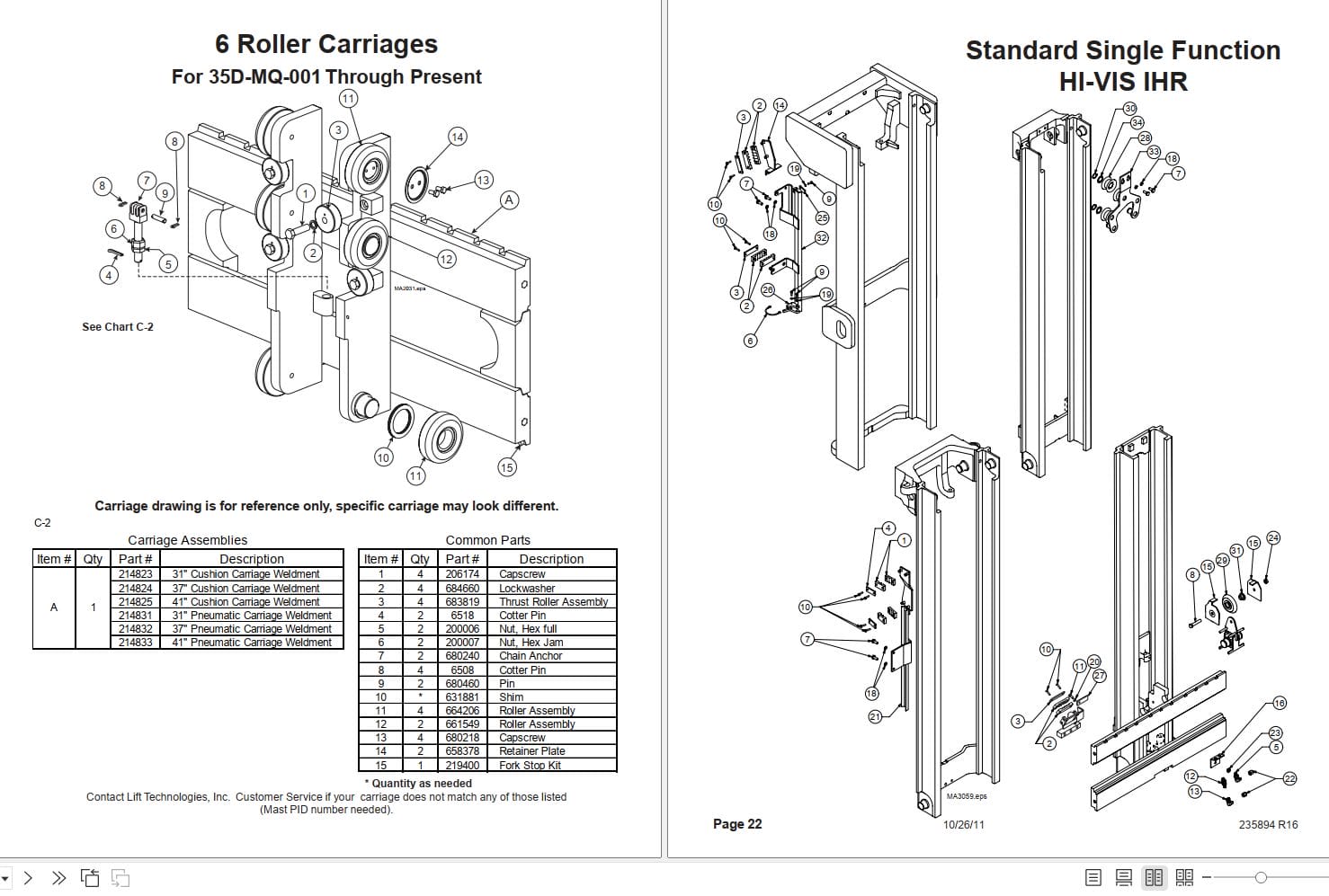 Lift Tek 35D MQ Quad Mast Part Manual 235894R16 (2)