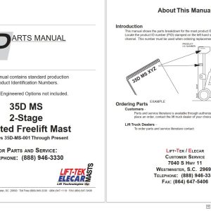 Lift Tek 35D MS 2 Stage Limited Freelift Mast Part Manual 235857R10 (1)
