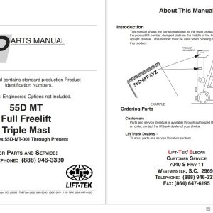 Lift Tek 55D MT Full Freelift Triple Mast Part Manual 245197R14 (1)