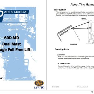 Lift Tek 60D MD Dual Mast 2 stage Full Free Lift Part Manual 245192 (1)