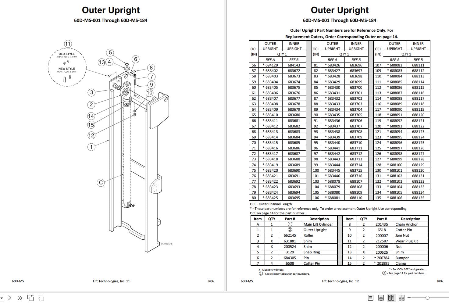 Lift Tek 60D MS Two Stage Mast Part Manual 245192 (2)