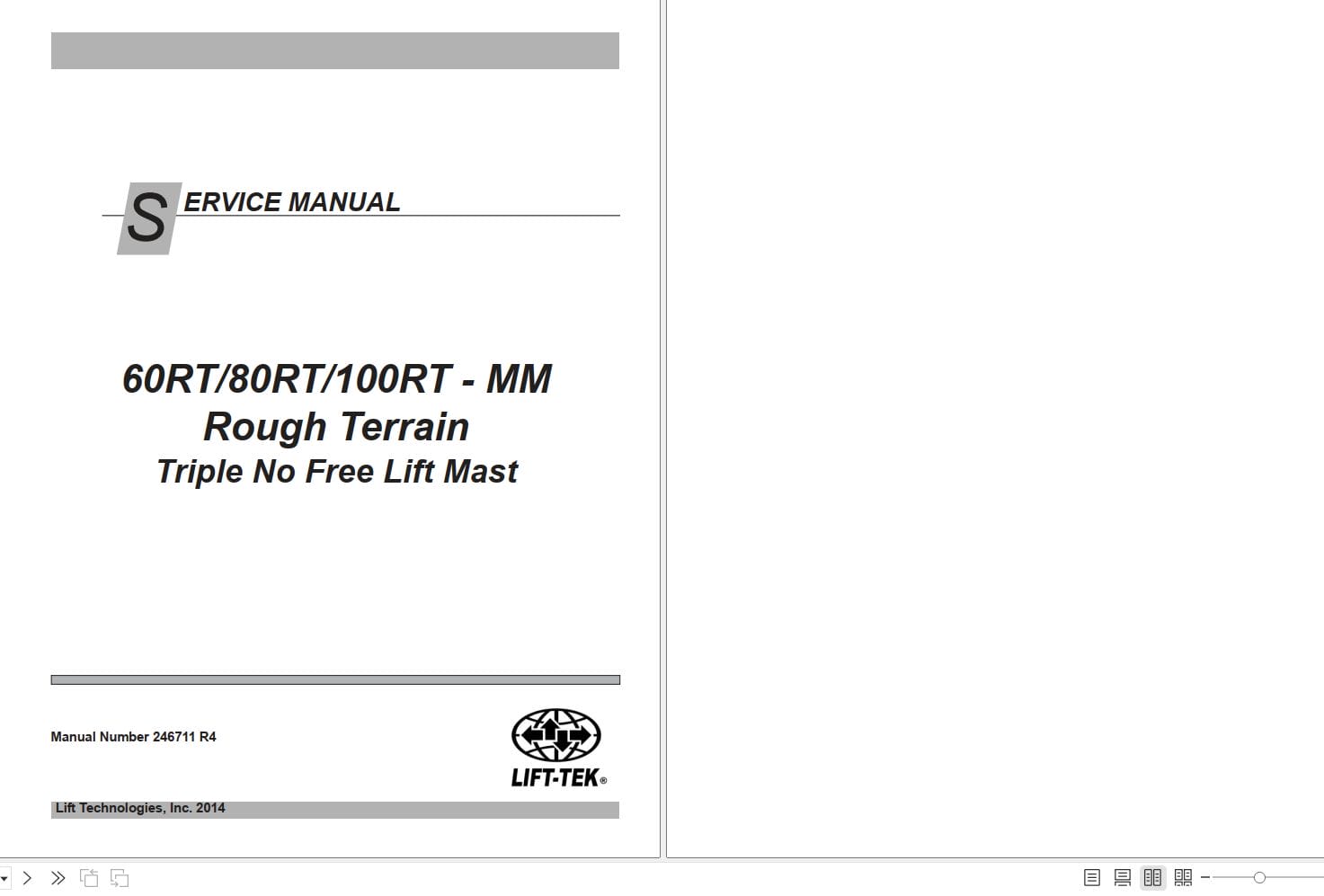 Lift Tek 60RT MM 80RT MM 100RT MM Rough Terrain Triple No Free Lift Mast Service Manual 246711R4 (1)