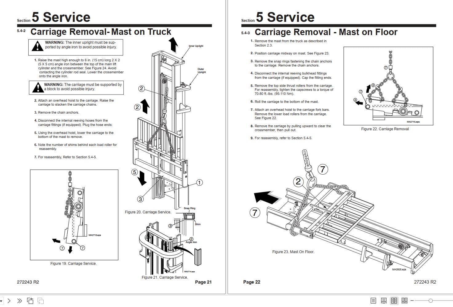 Lift Tek 60RT MS Though 100RT MS Limited Free Lift 2 Stage Mast Service Manual 272243R2 (2)