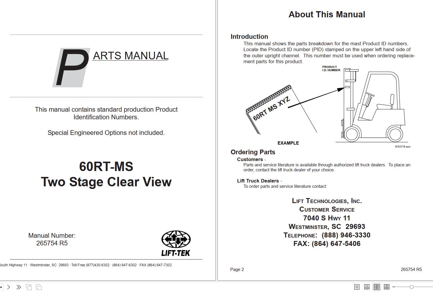 Lift Tek 60RT MS Two Stage Clear View Part Manual 265754R5 (1)